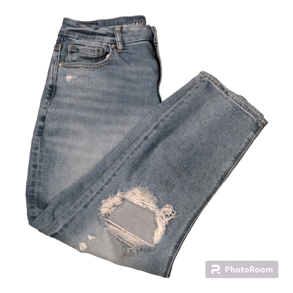 American Eagle Stretch Ripped Curvy Mom Jean-Size 10 Short